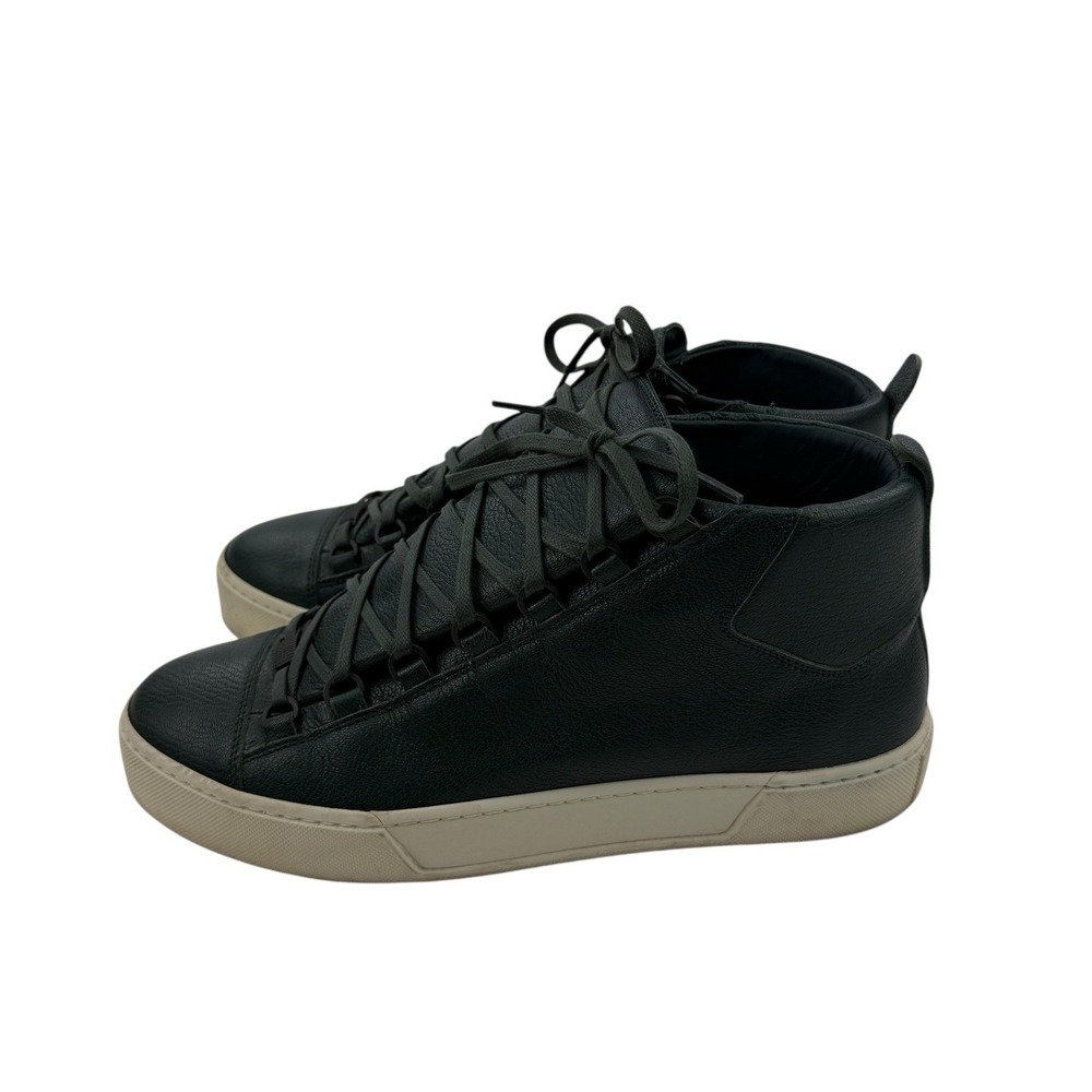 Balenciaga Green Leather High Top Designer Shoes Men's Size‎ 44 Style 449678 - Picture 5 of 12
